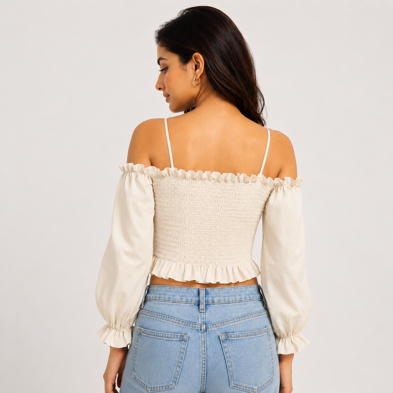 Vintage Floral Lace-Up Top
