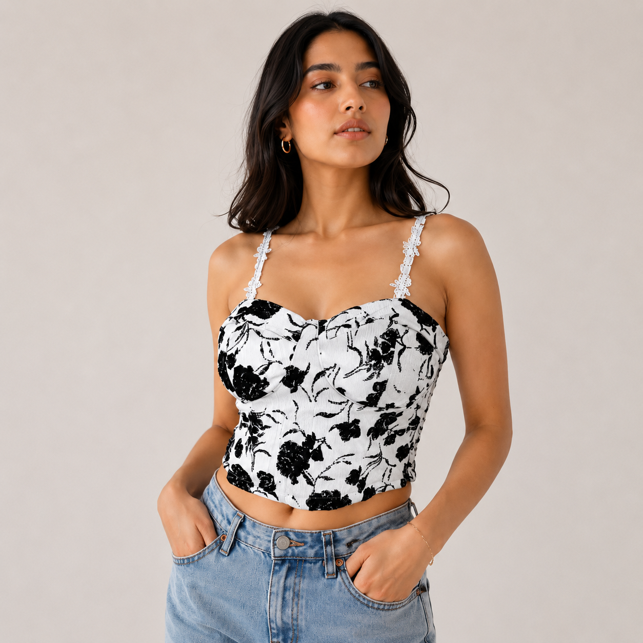 Floral Bustier Crop Top