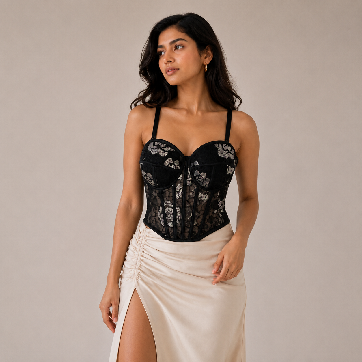Sequin Corset Bustier Top