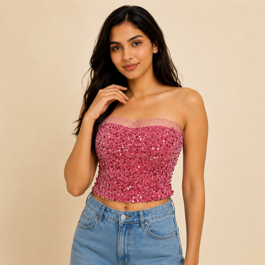 Sequin Velvet Tube Top